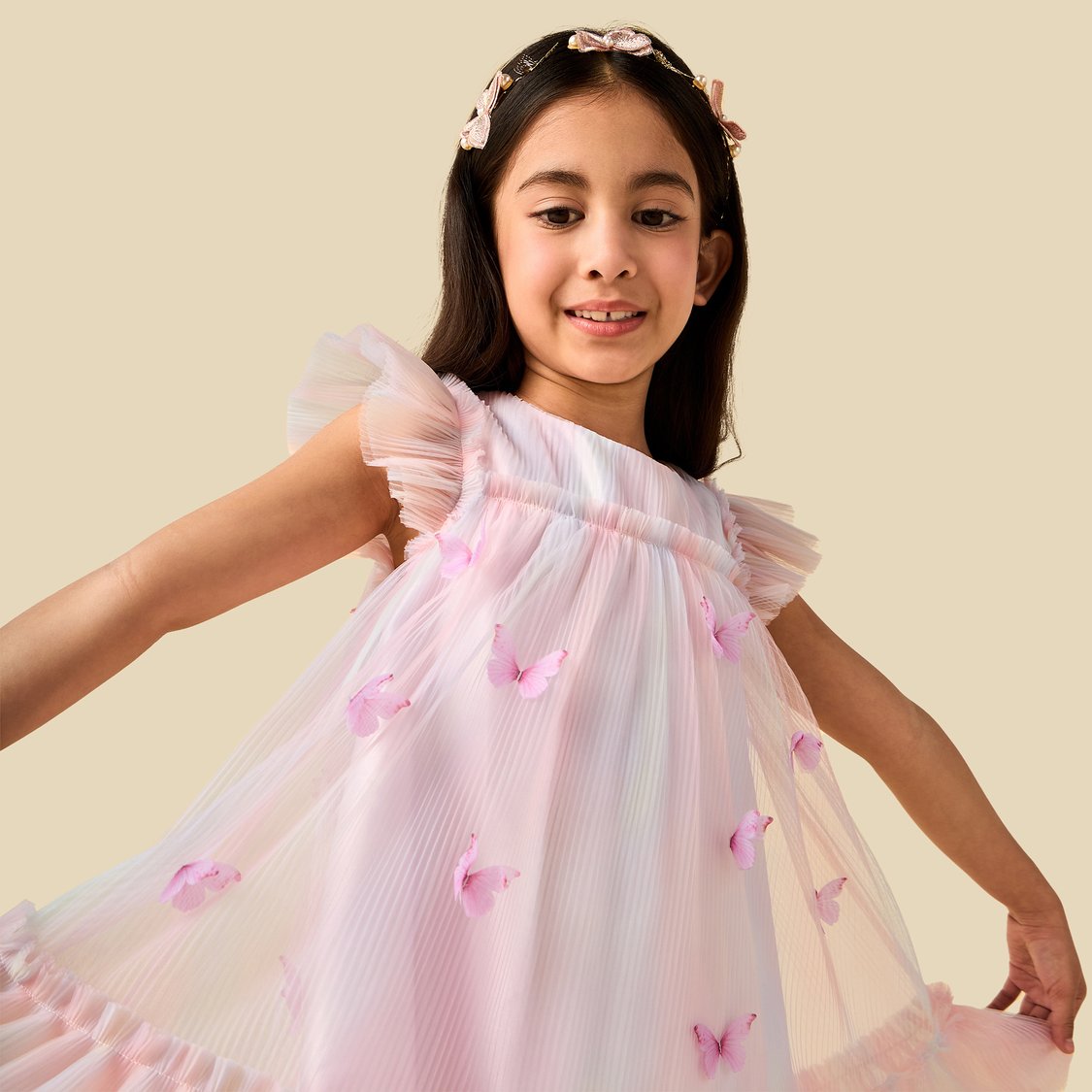 Juniors Butterfly Applique A-line Dress