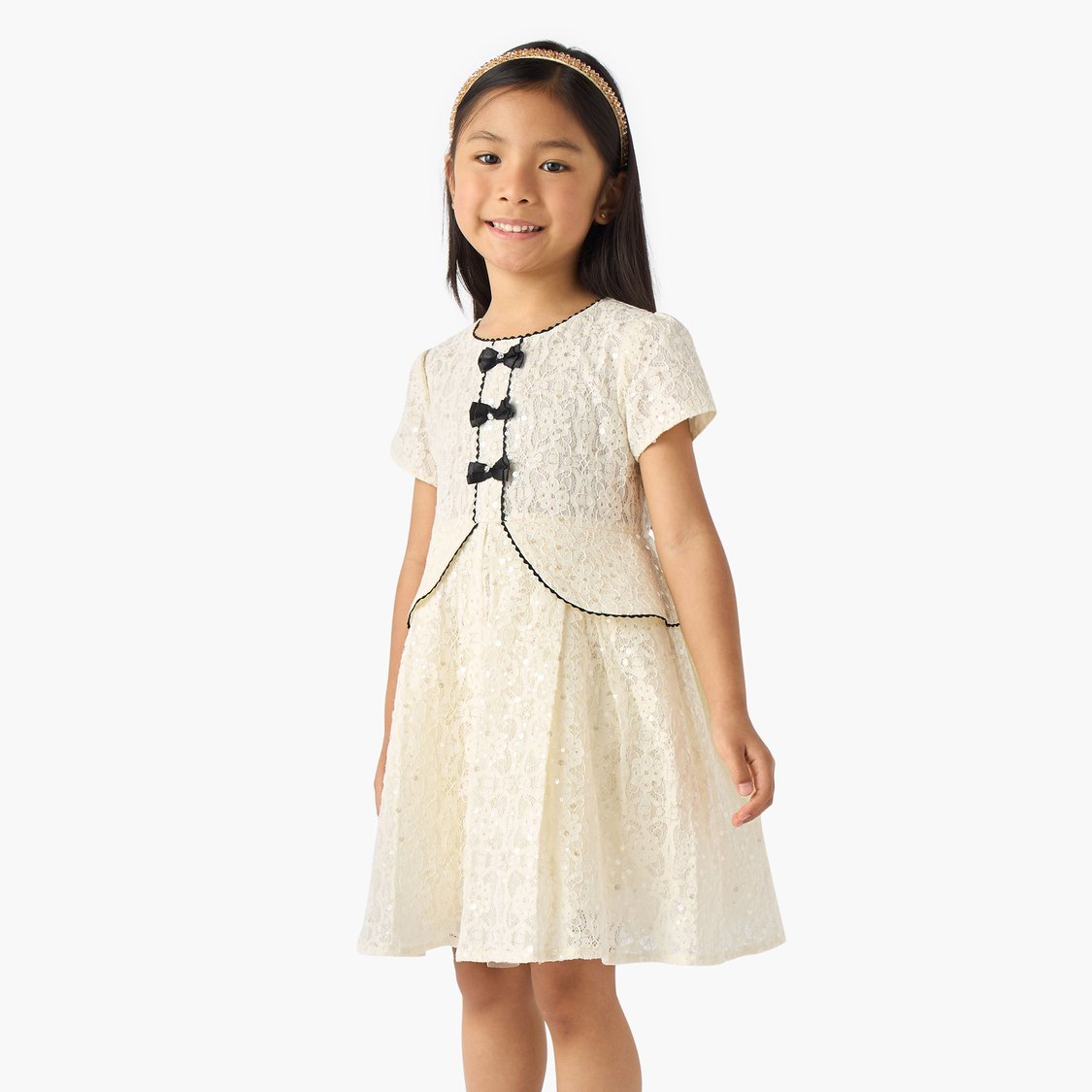 chinese dress ladies Nicolette's Couture Ivory V-Back Lace Dress for Girls, Size 8/9