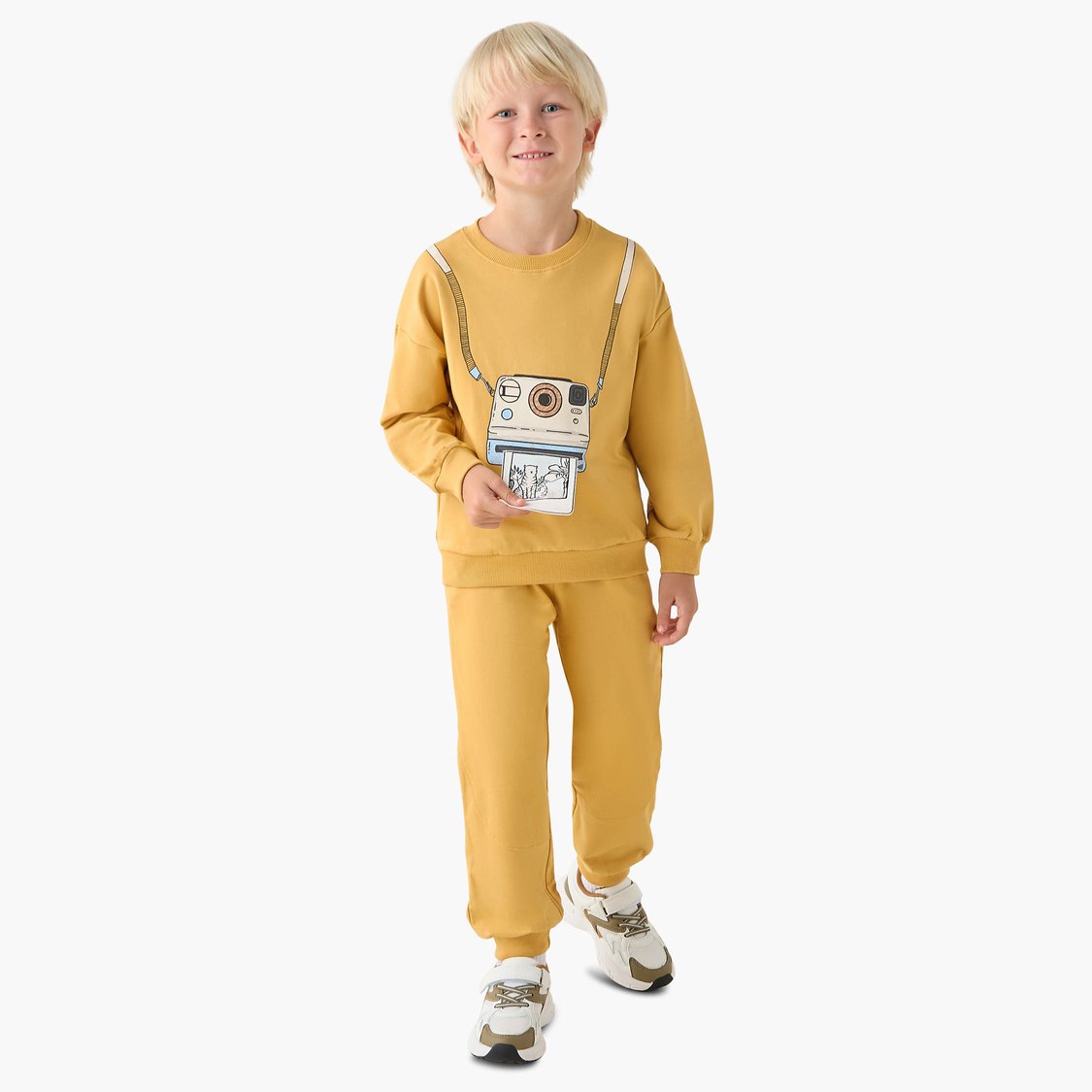 Juniors Camera Print Sweatshirt and Joggers Set