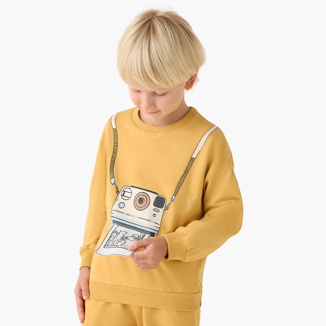 Juniors Camera Print Sweatshirt and Joggers Set