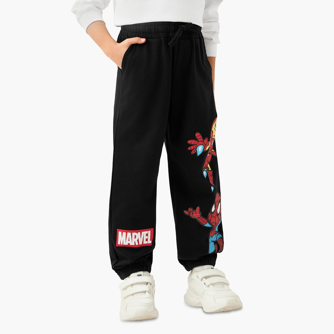Avengers Print Joggers with Drawstring Waistband