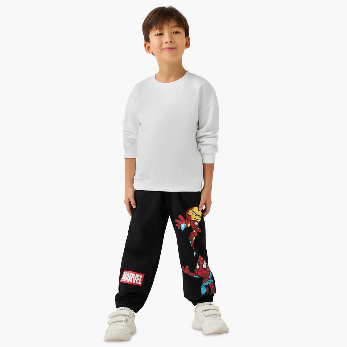 Avengers Print Joggers with Drawstring Waistband