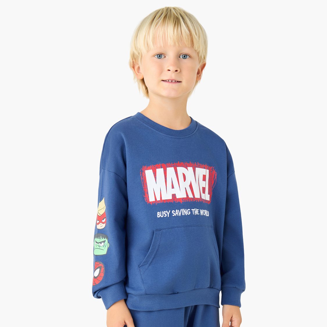 Avengers Print Sweatshirt and Shorts Set