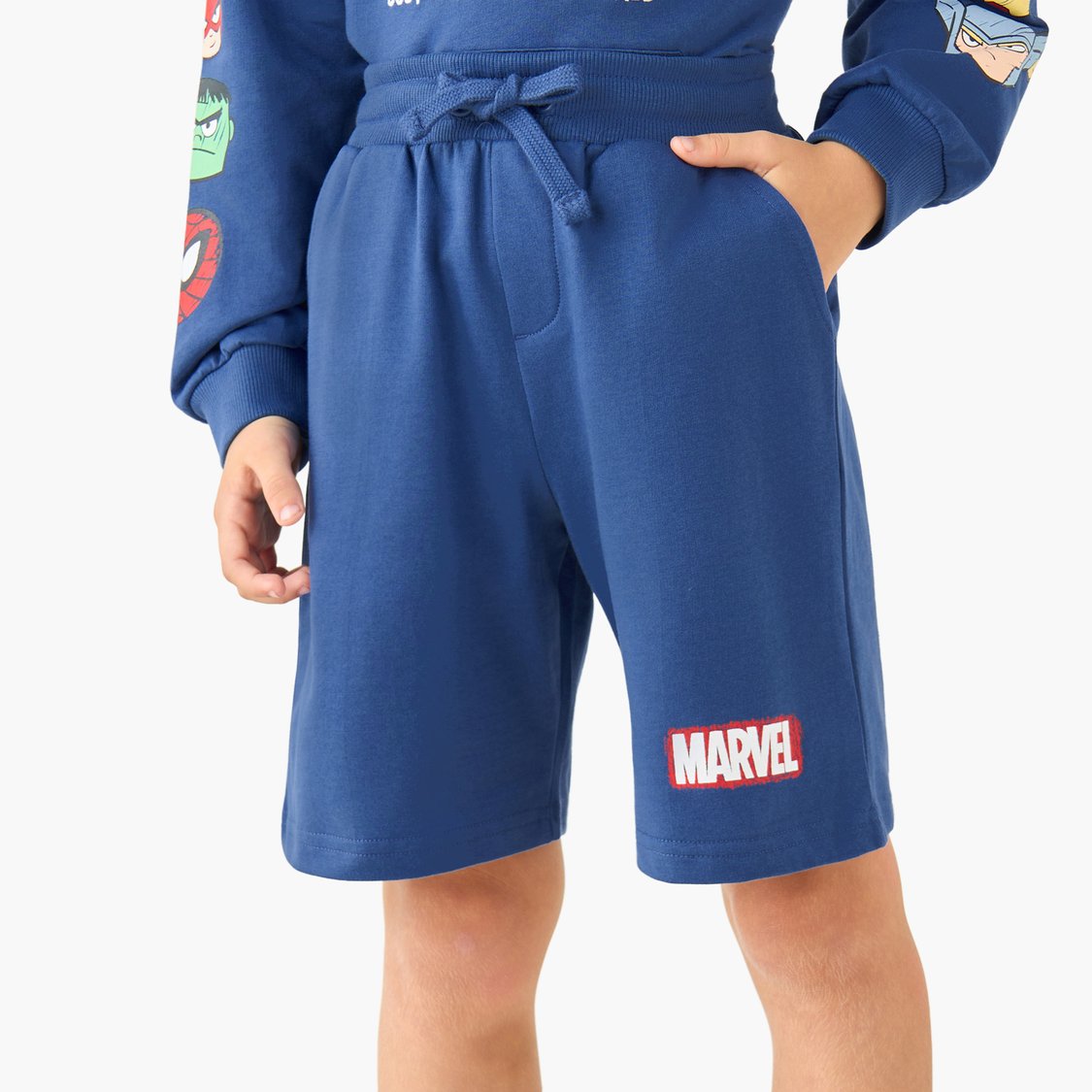 Avengers Print Sweatshirt and Shorts Set