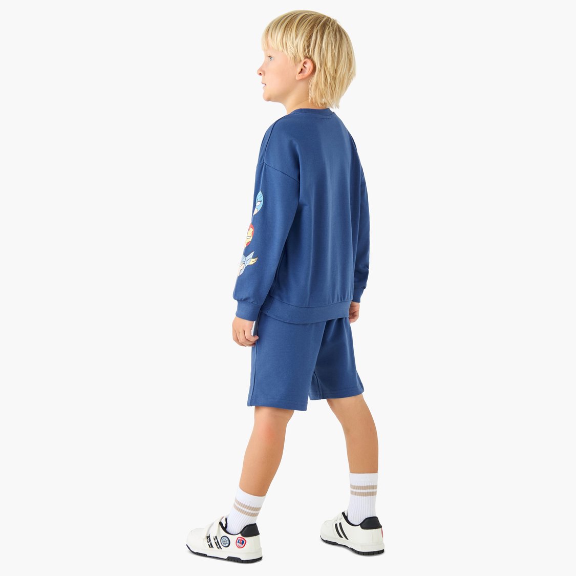 Avengers Print Sweatshirt and Shorts Set
