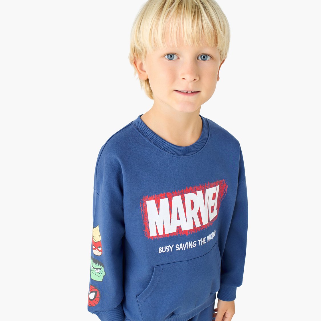 Avengers Print Sweatshirt and Shorts Set