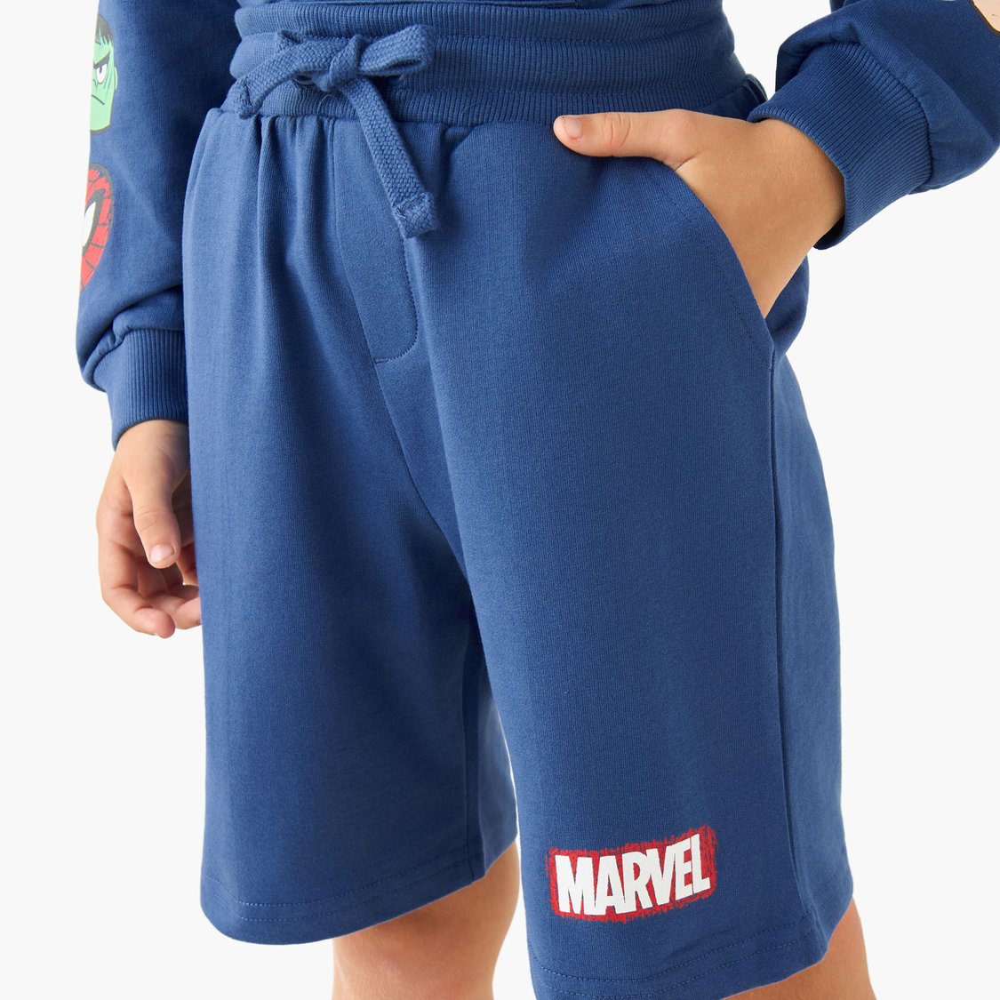 Avengers Print Sweatshirt and Shorts Set