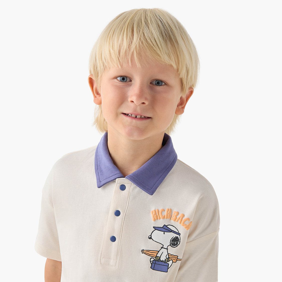 Juniors Snoopy Print Polo T-shirt