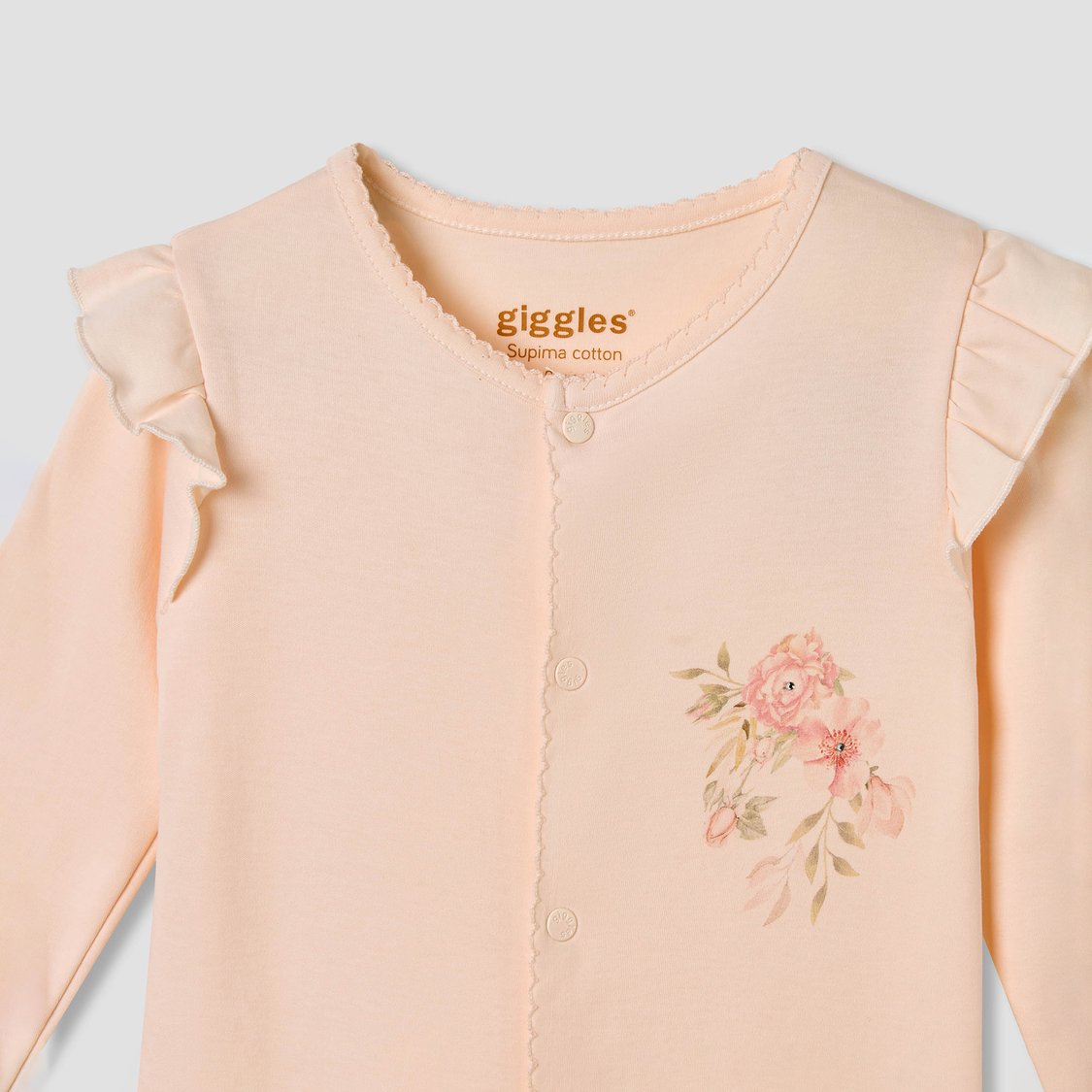 Giggles Floral Print Sleepsuit with Ruffle Detail