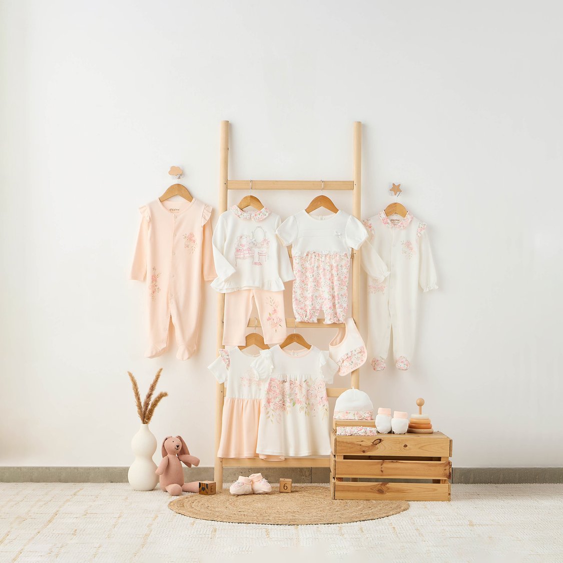 Giggles Floral Print Sleepsuit with Ruffle Detail