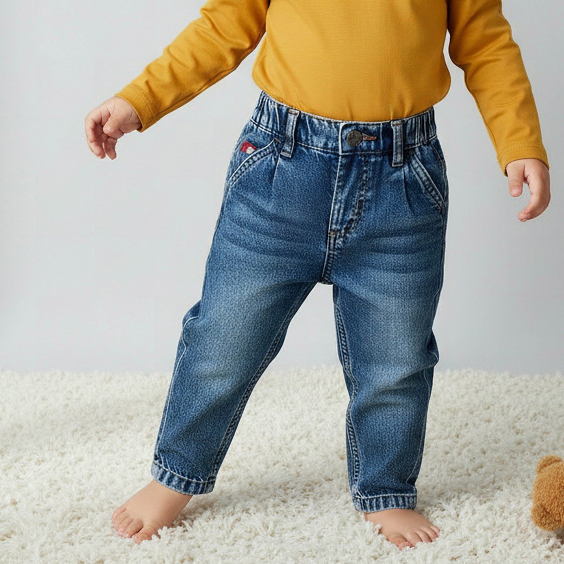 Juniors Washed Jeans with Elasticated Waistband