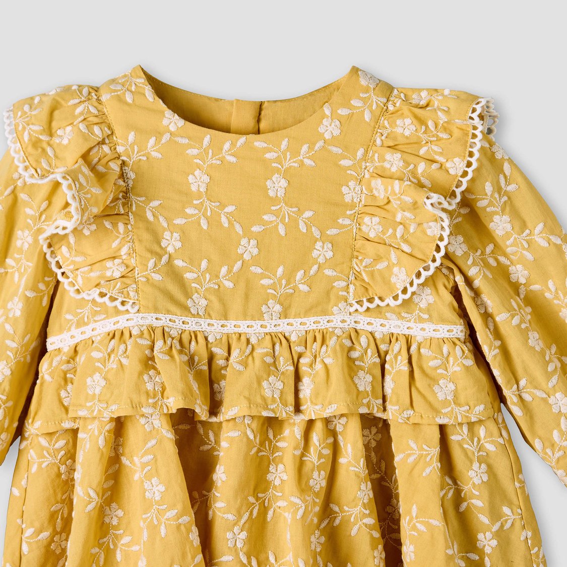 Giggles Floral Embroidered Dress with Hairband