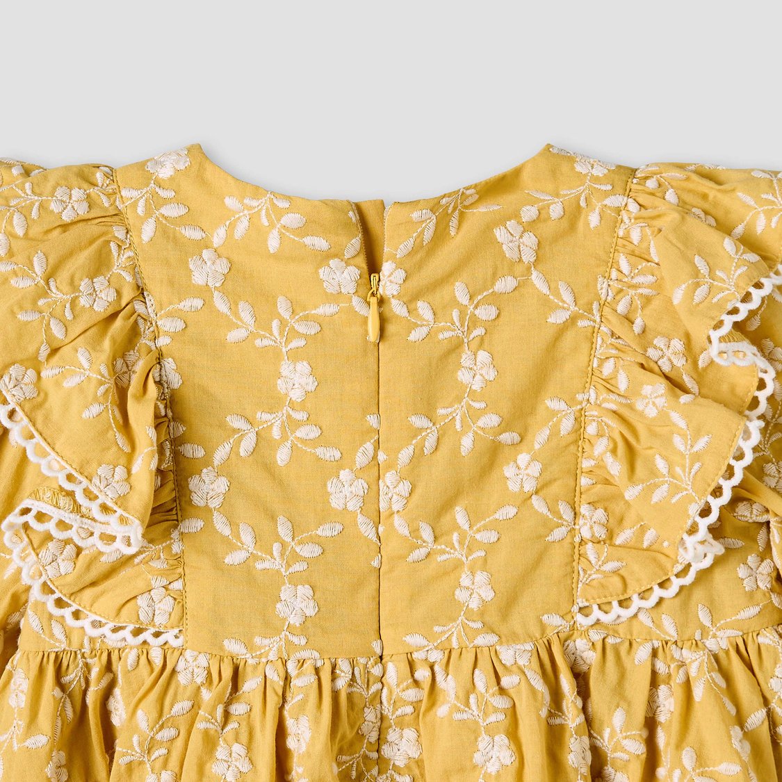 Giggles Floral Embroidered Dress with Hairband