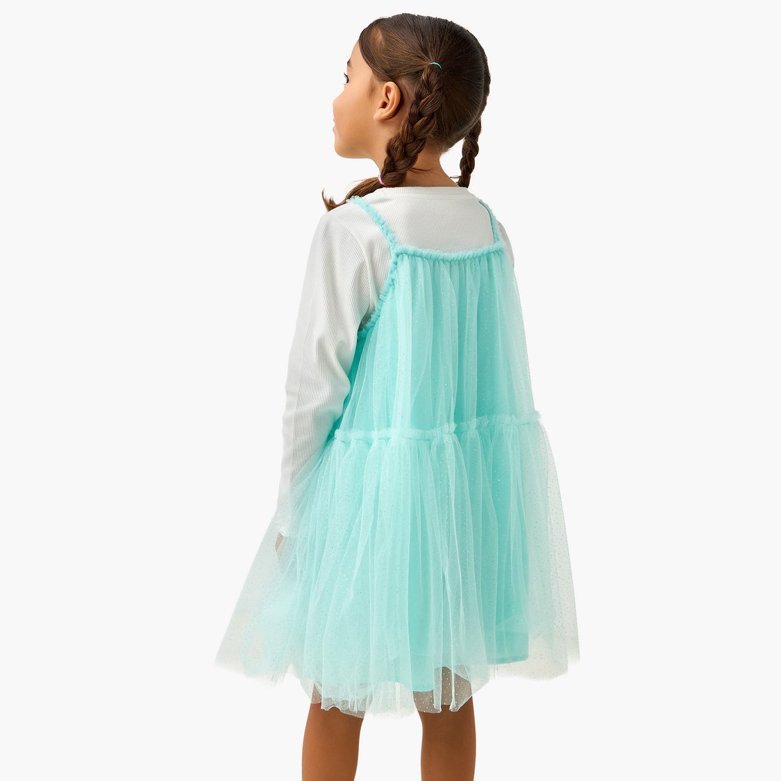 Juniors Floral Applique Dress with T-shirt Set