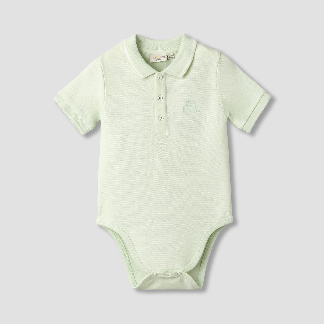 Juniors Solid Polo Bodysuit with Snap Button Closure
