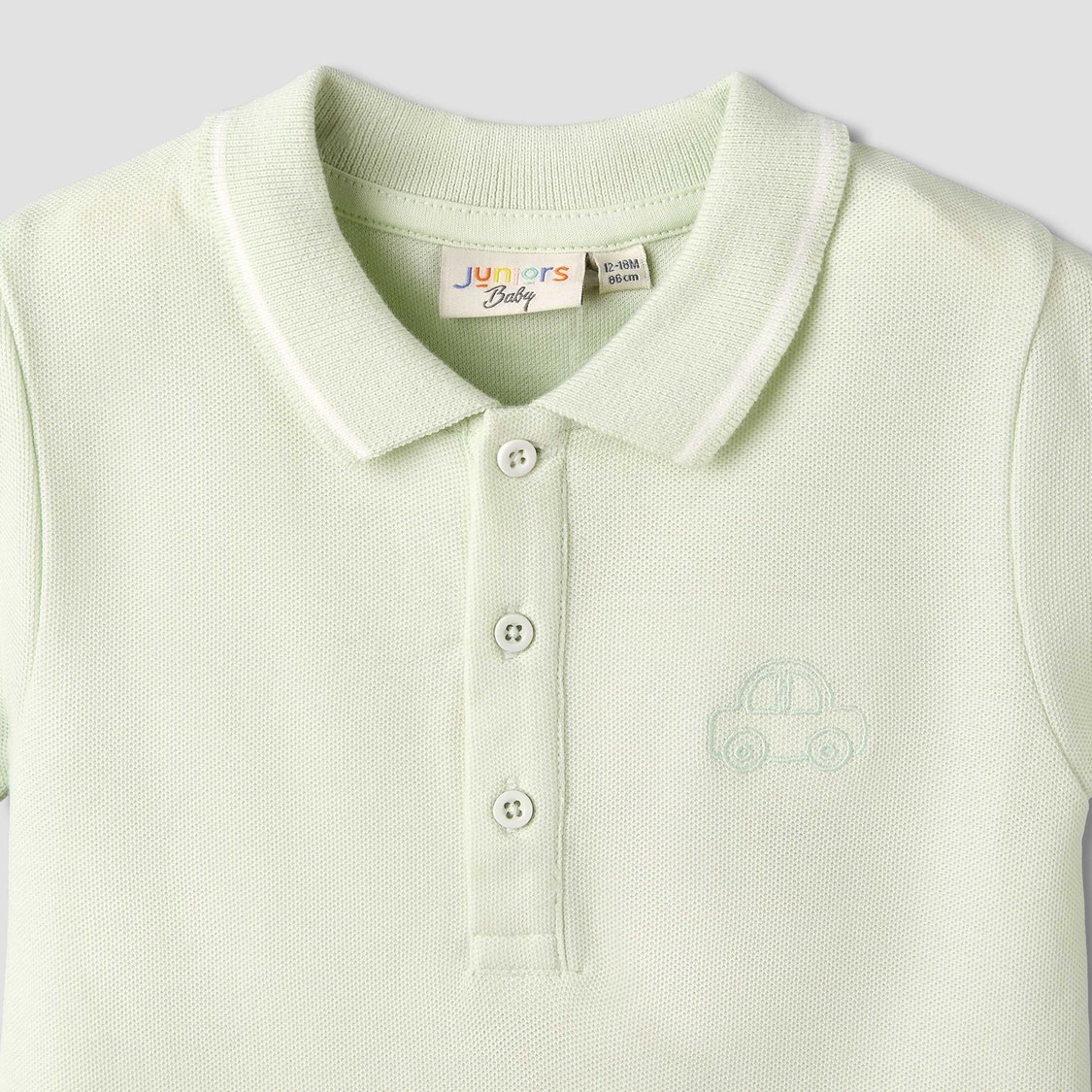 Juniors Solid Polo Bodysuit with Snap Button Closure