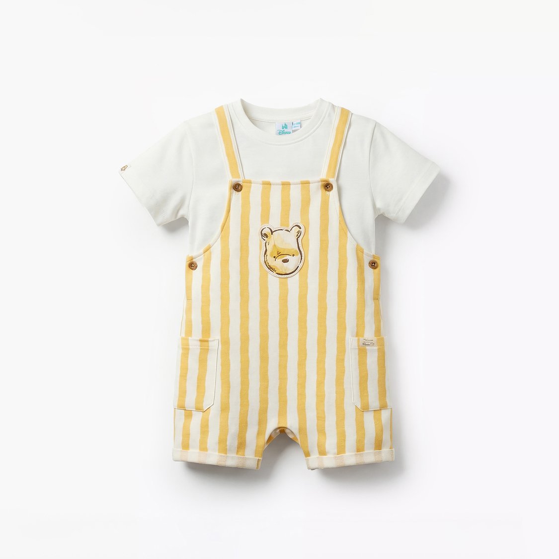 Juniors Striped Dungarees and T-shirt Set