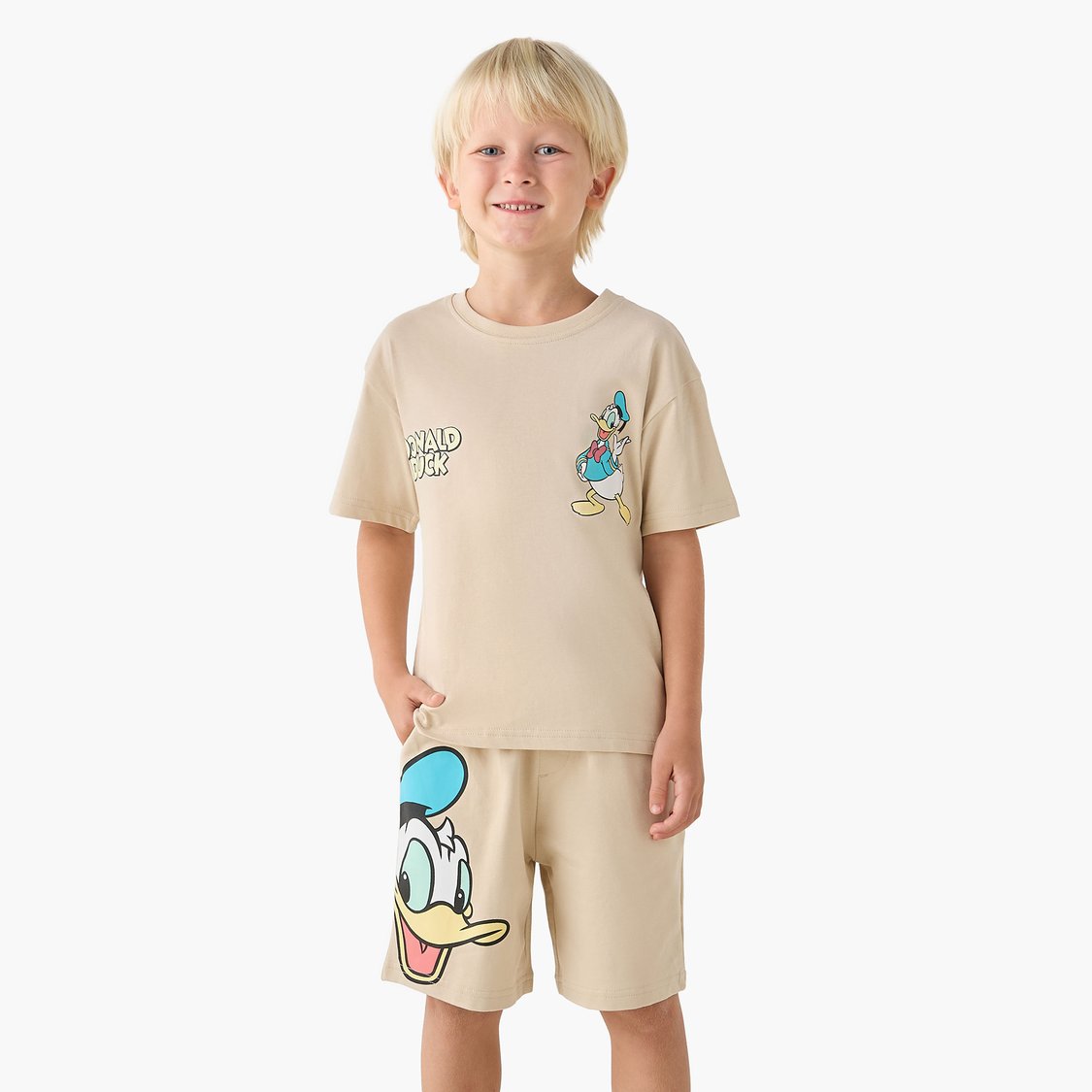 Donald Duck Print T-shirt and Shorts Set