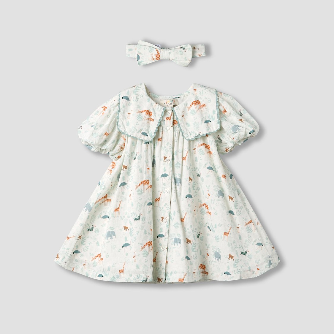 Juniors Animal Print Dress with Bow Hairband