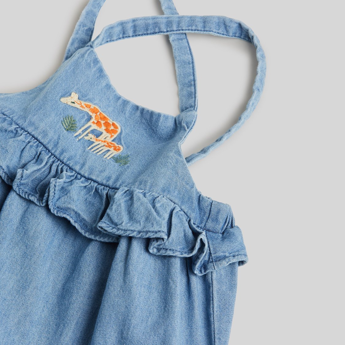 Juniors Embroidered Dungaree and T-shirt Set
