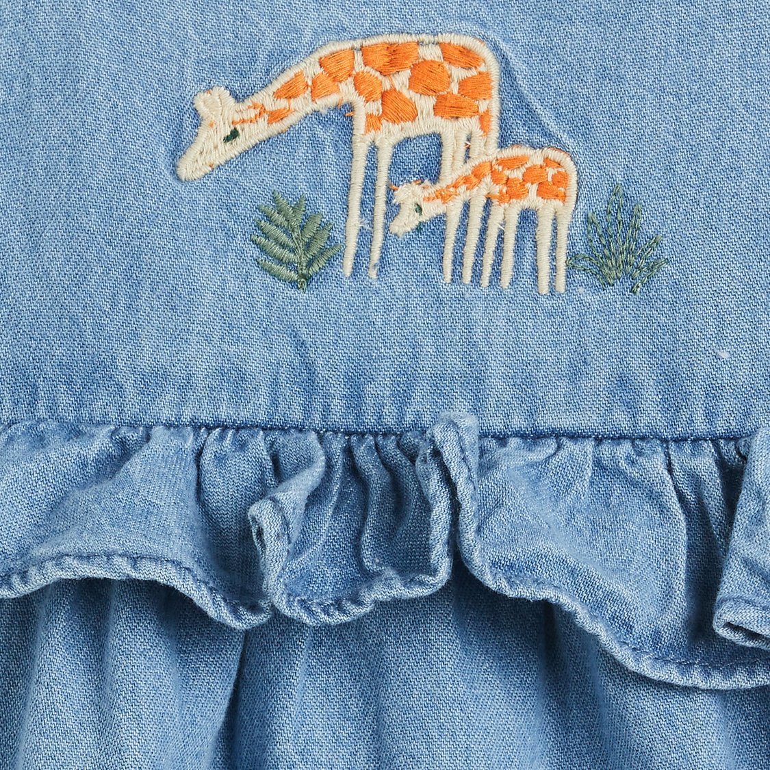 Juniors Embroidered Dungaree and T-shirt Set