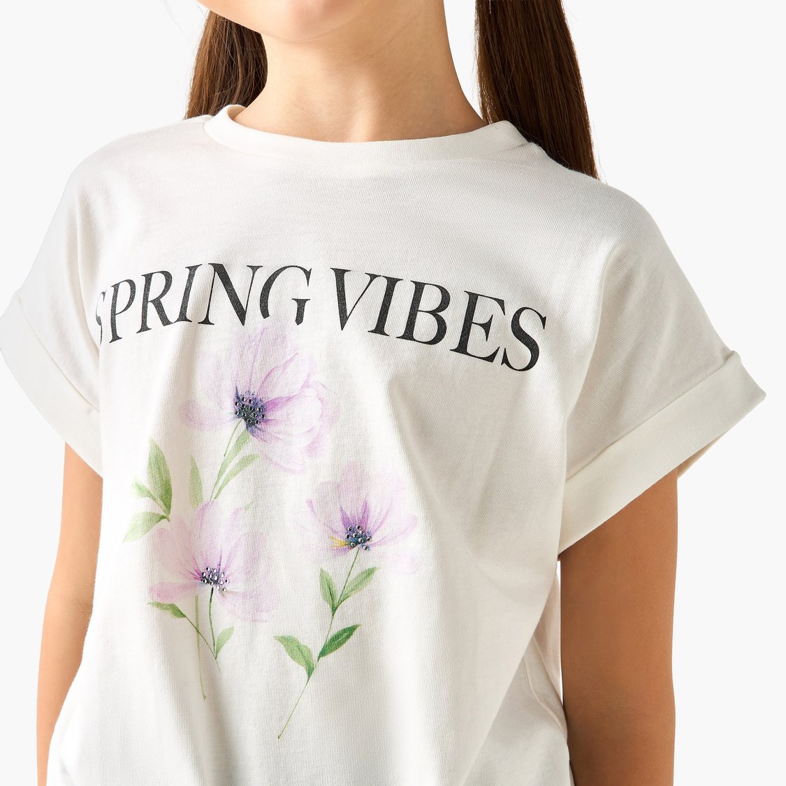 Juniors Floral Print T-shirt