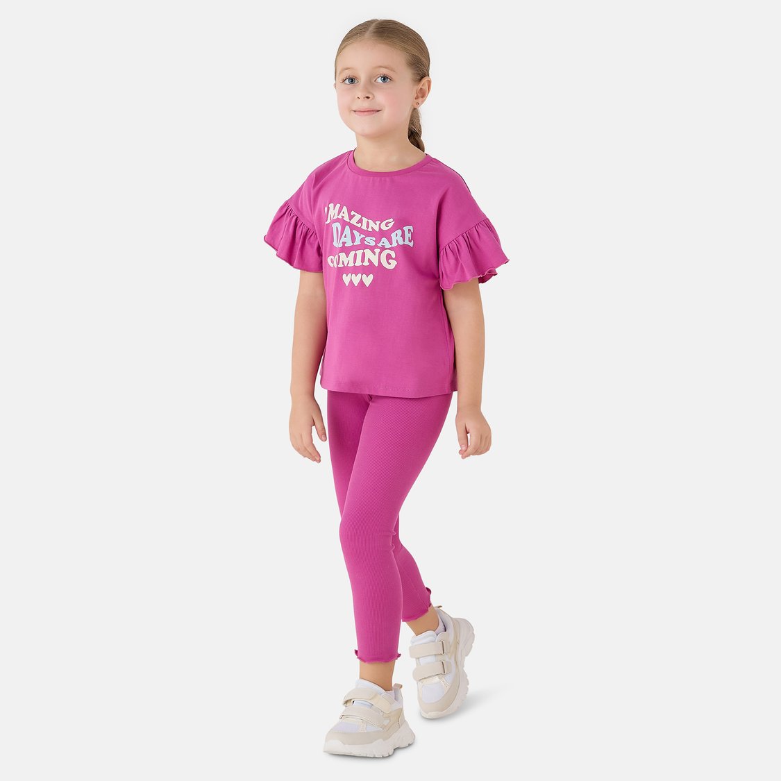 Juniors Slogan Print Ruffle Sleeves T-shirt