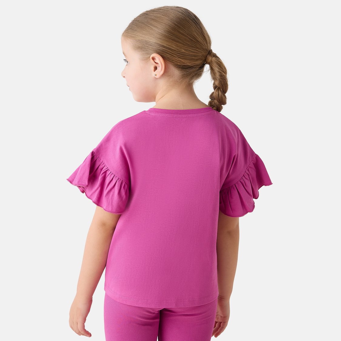 Juniors Slogan Print Ruffle Sleeves T-shirt
