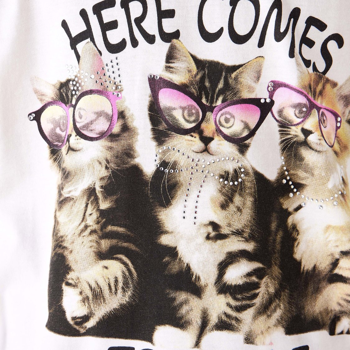 Juniors Cat Print T-shirt