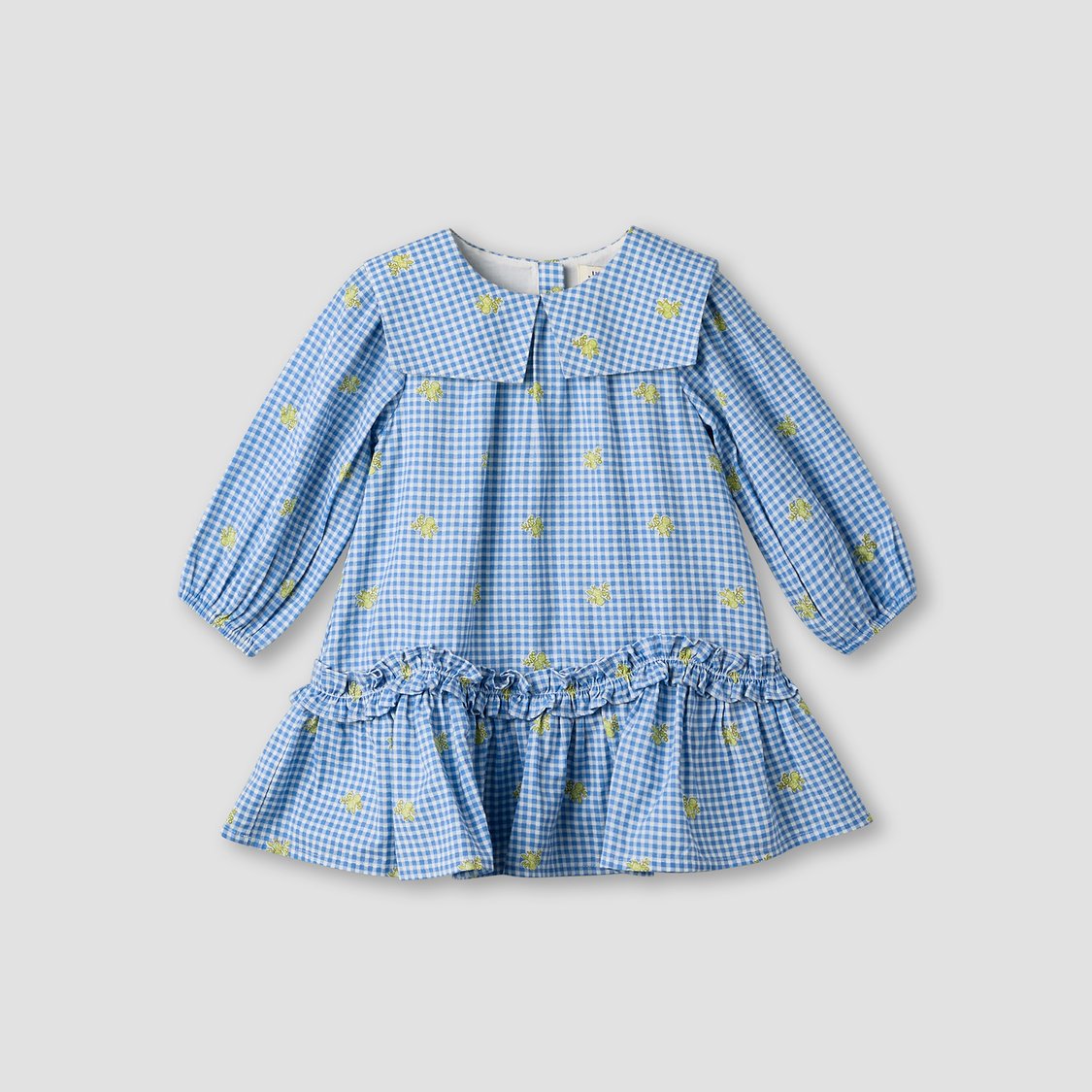 Juniors Gingham Dress with Button Closure