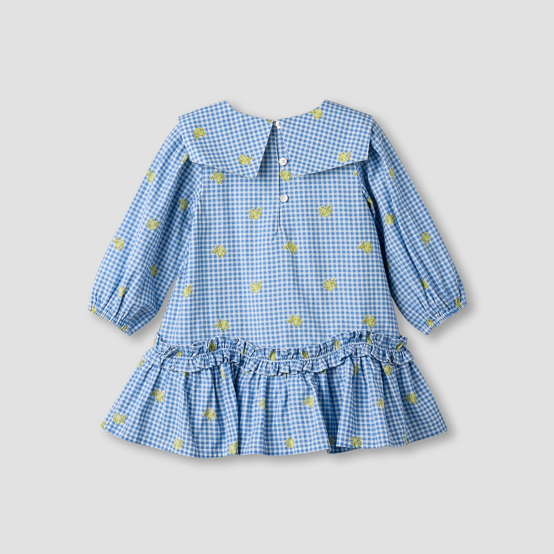 Juniors Gingham Dress with Button Closure