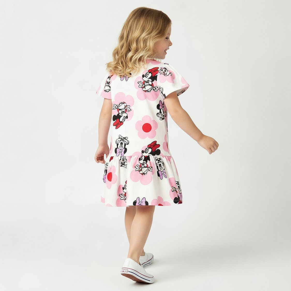 Juniors Minnie Mouse Print Drop Waist Dress