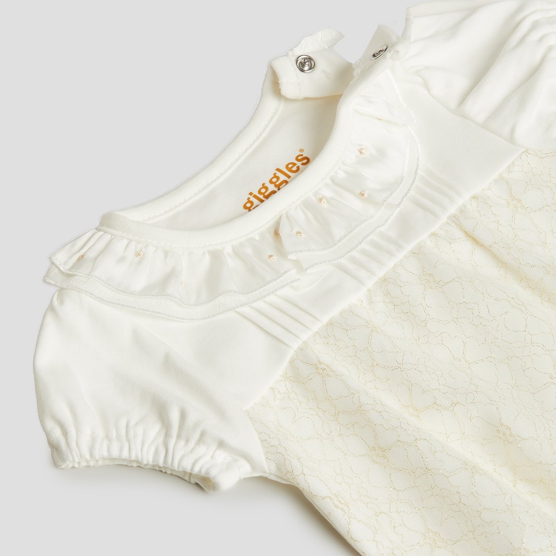 Giggles Lace Romper with Snap Button