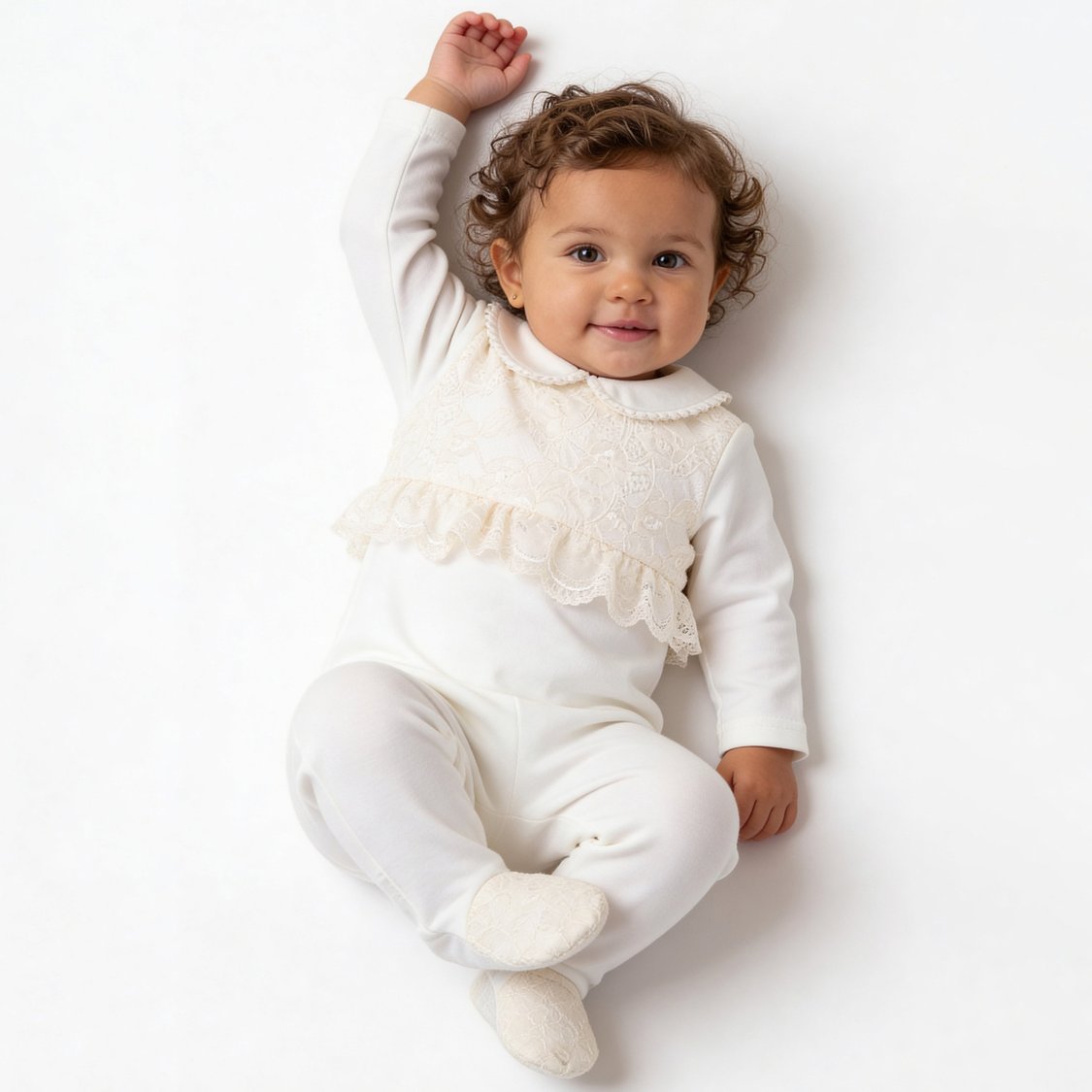 Giggles Lace Detail Sleepsuit