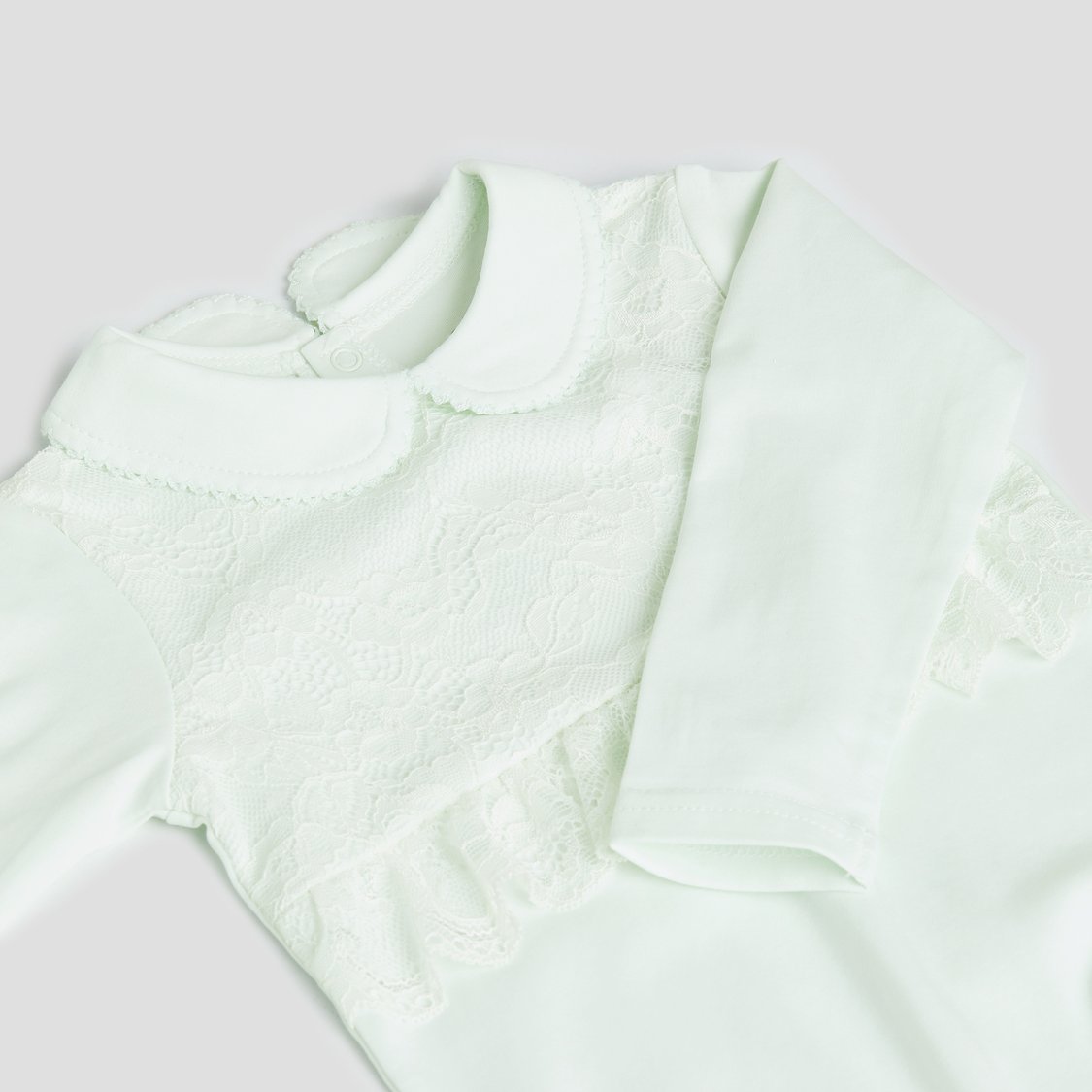 Giggles Lace Detail Sleepsuit with Snap Button