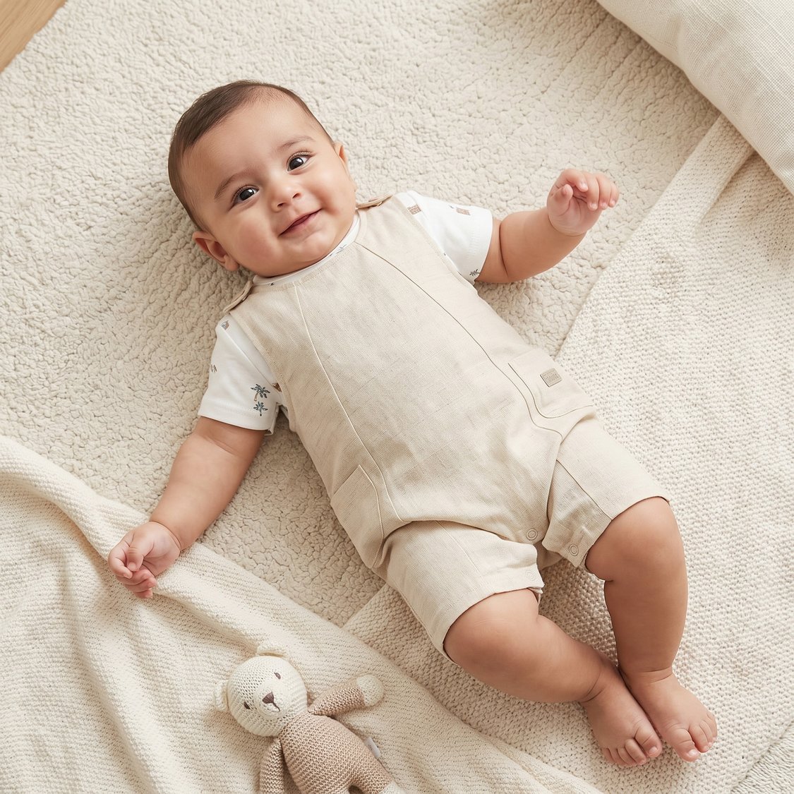 Giggles Solid Romper and T-shirt Set