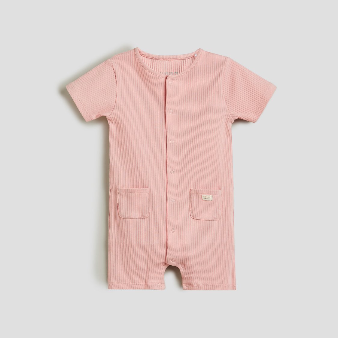 Juniors Ribbed Romper with Snap Button