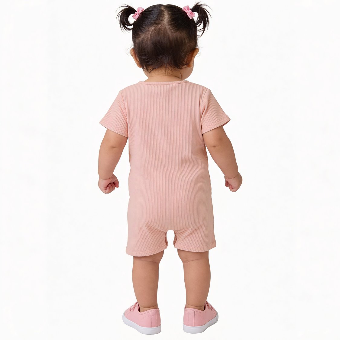 Juniors Ribbed Romper with Snap Button