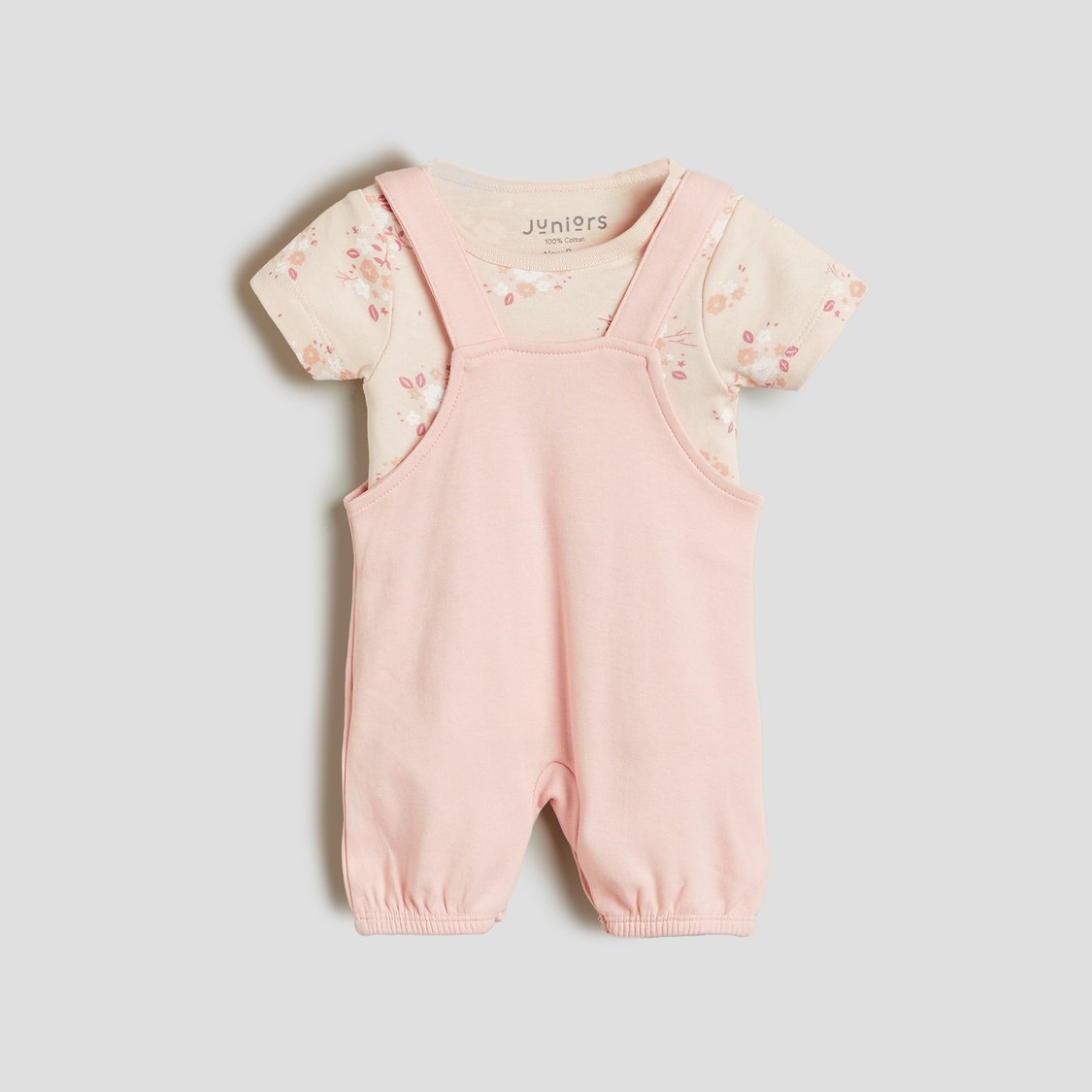 Juniors Printed T-shirt and Dungaree Set