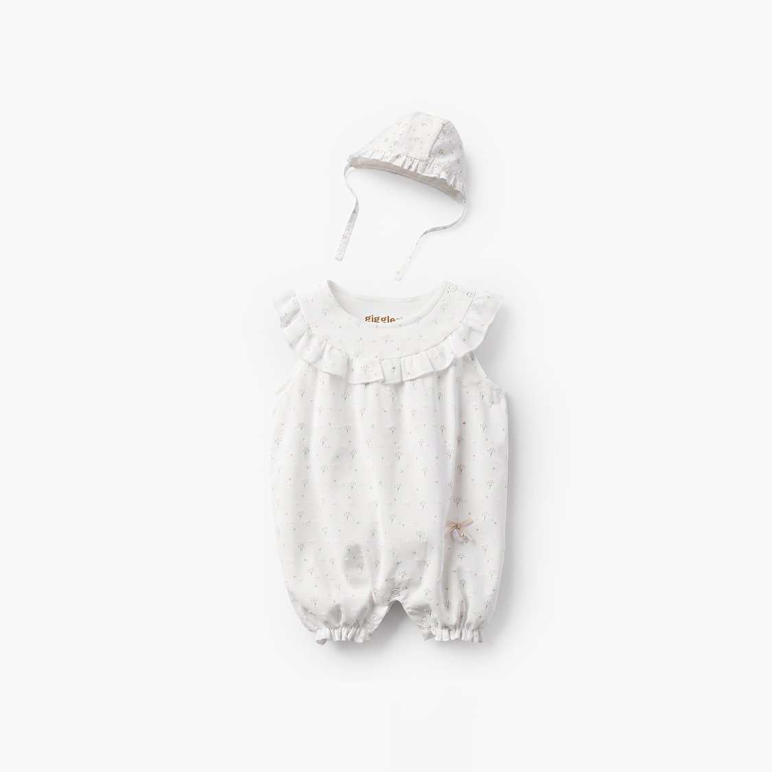 Giggles Printed Romper and Cap Set
