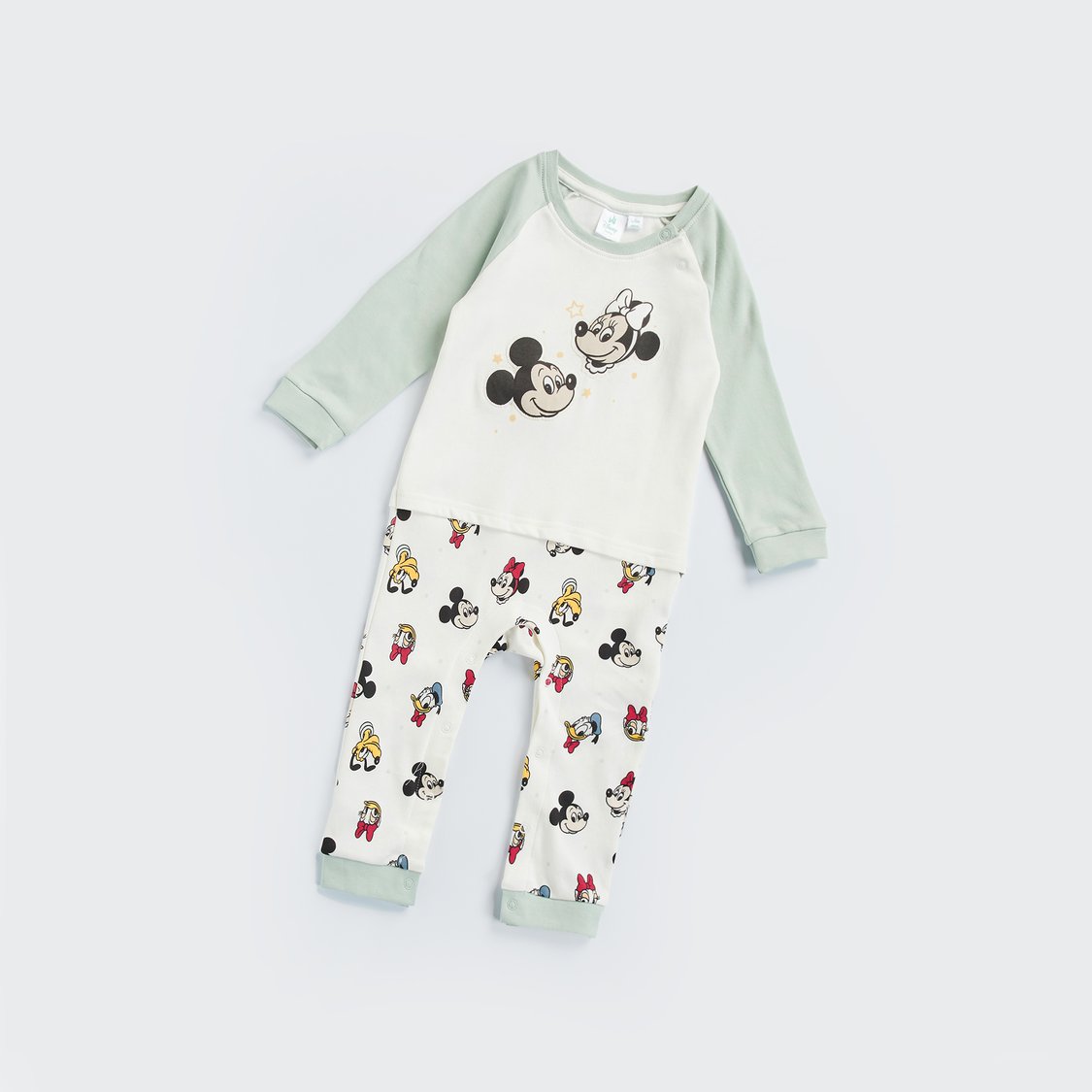 Mickey and Friends Print Sleepsuit with Button Closure