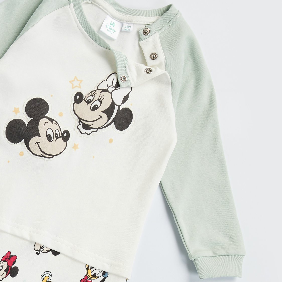 Mickey and Friends Print Sleepsuit with Button Closure