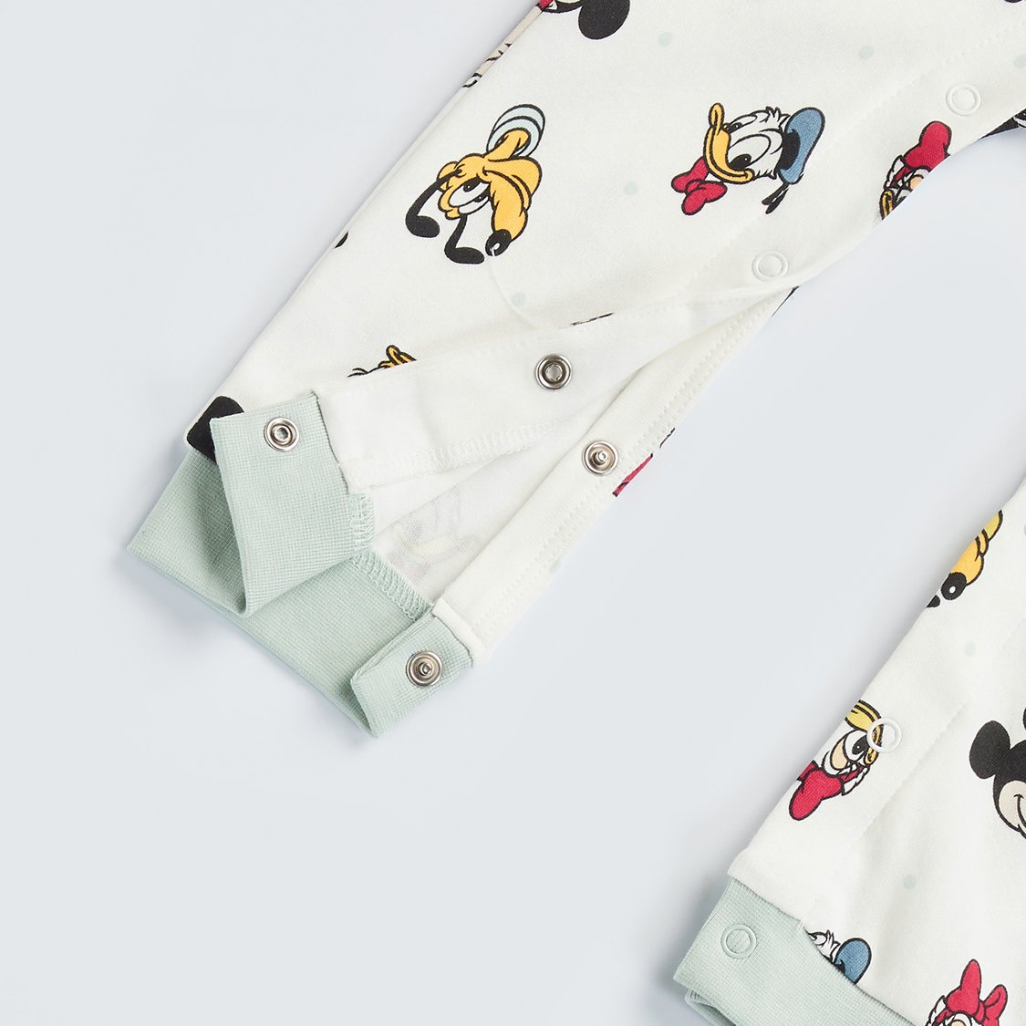 Mickey and Friends Print Sleepsuit with Button Closure