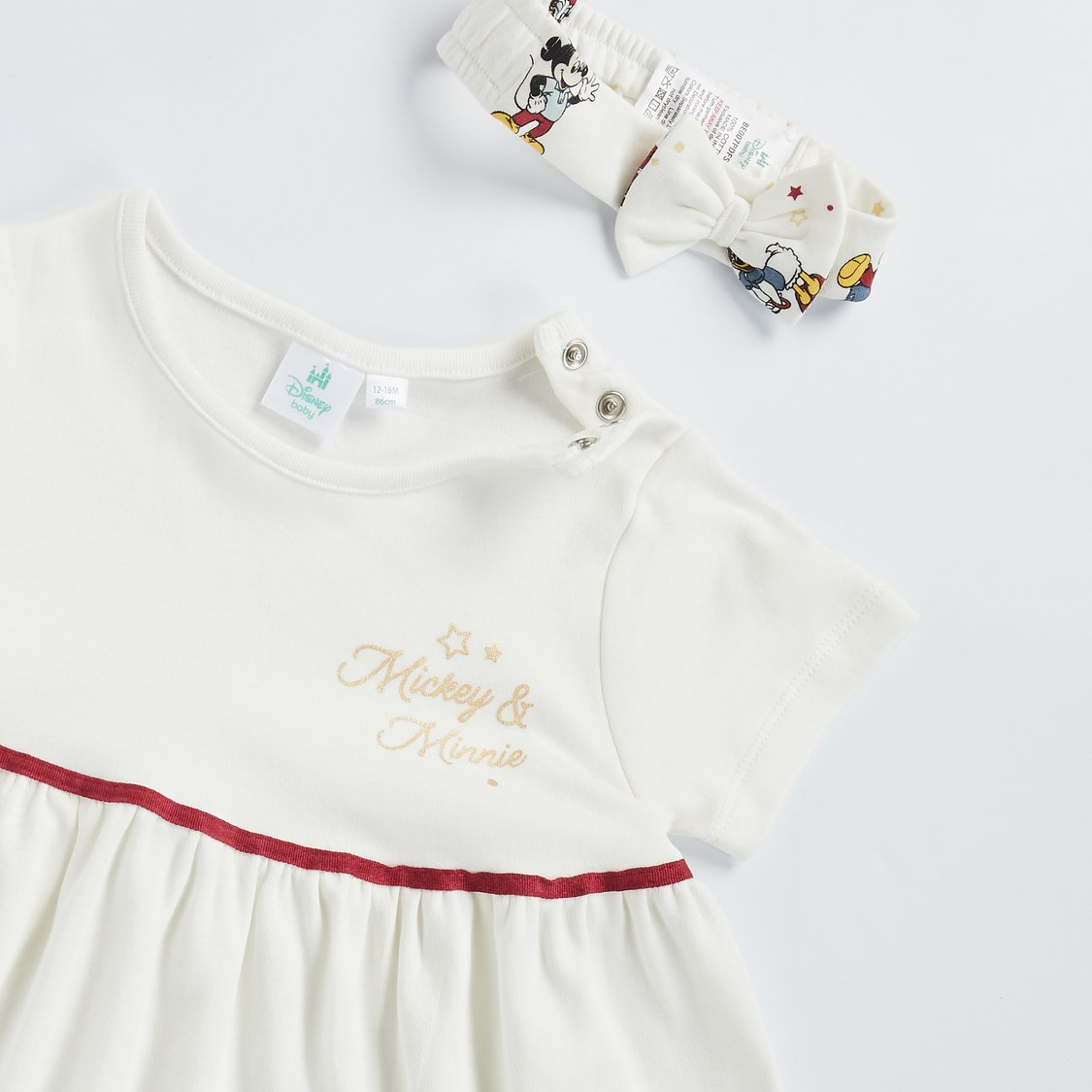 Mickey Mouse and Friends Print Dress with Headband