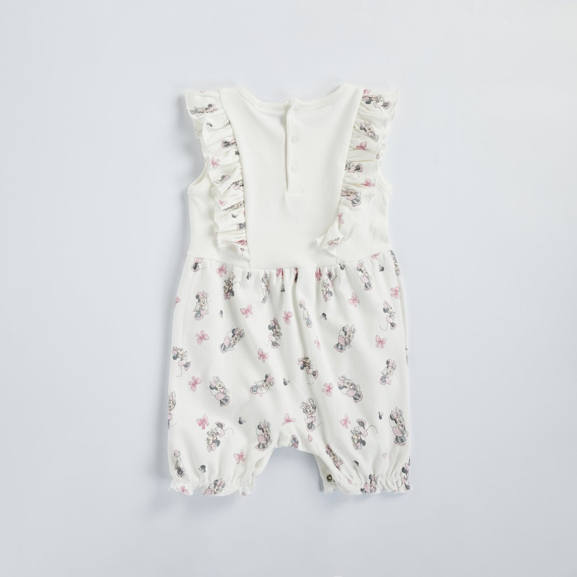 Minnie Mouse Print Romper with Button Closure