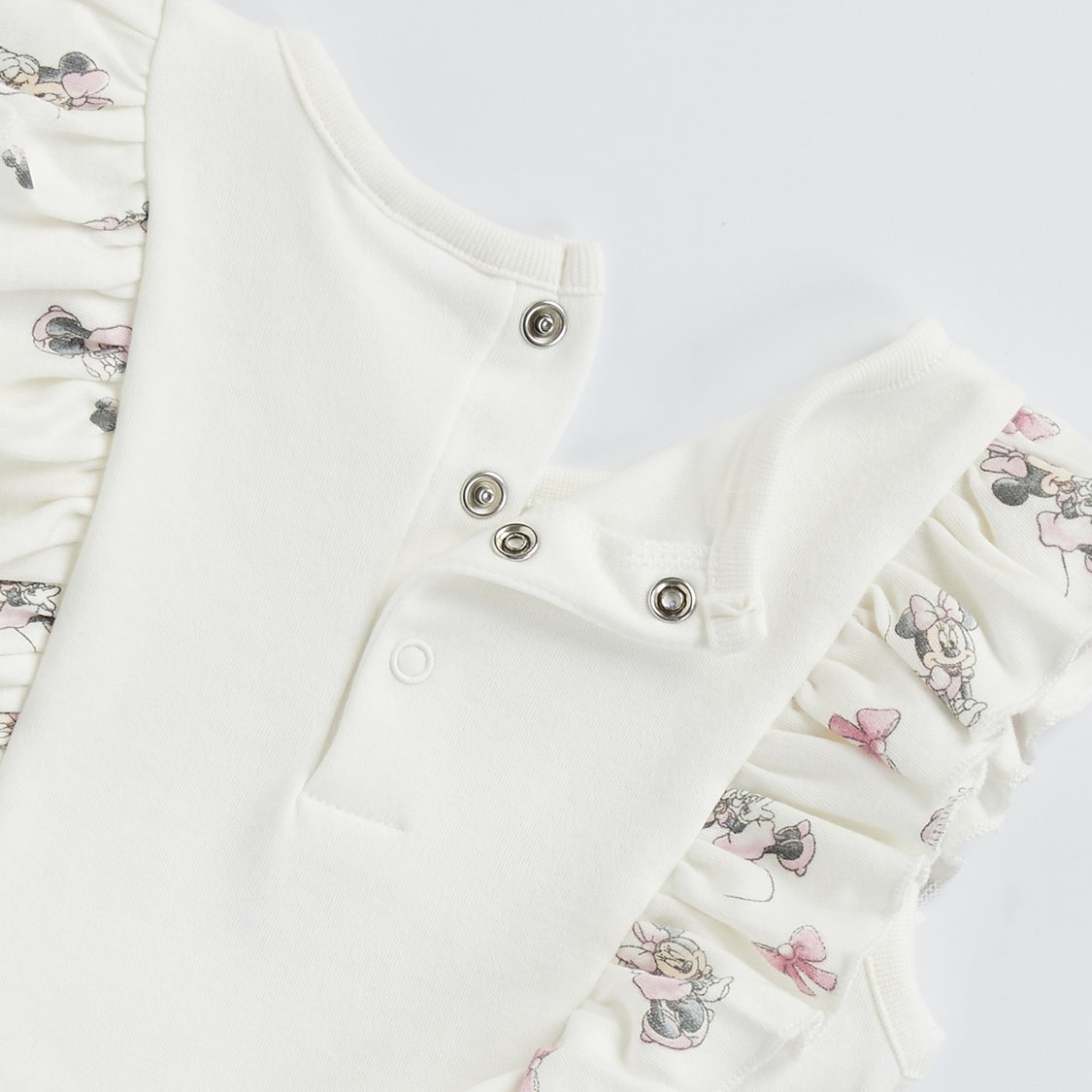 Minnie Mouse Print Romper with Button Closure