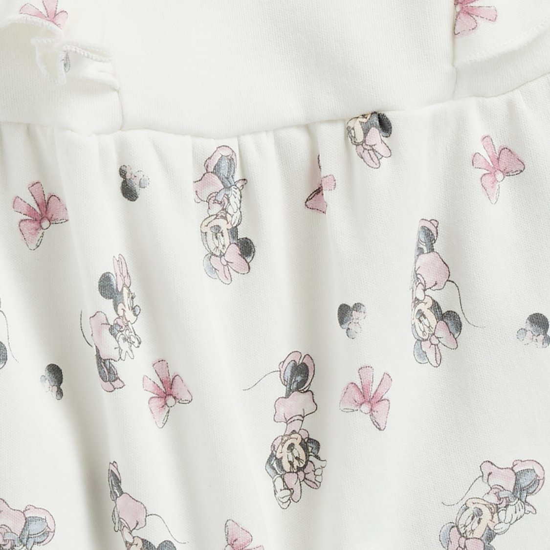 Minnie Mouse Print Romper with Button Closure
