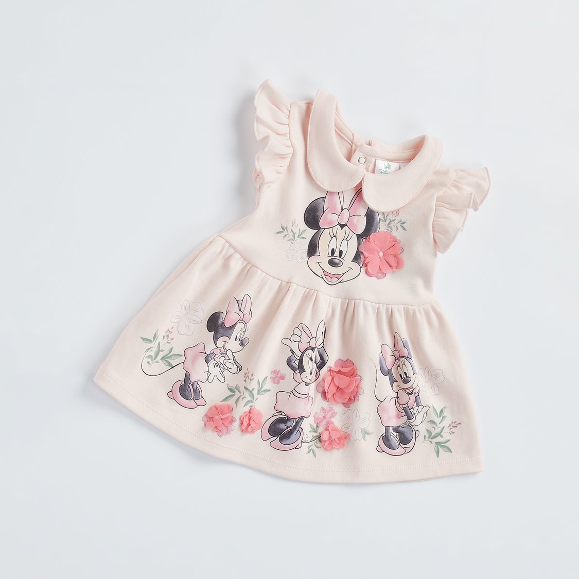 Minnie Mouse Applique Dress with Button Closure