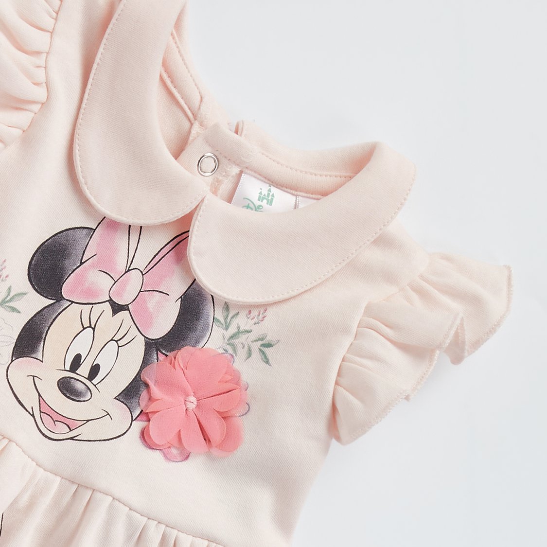 Minnie Mouse Applique Dress with Button Closure