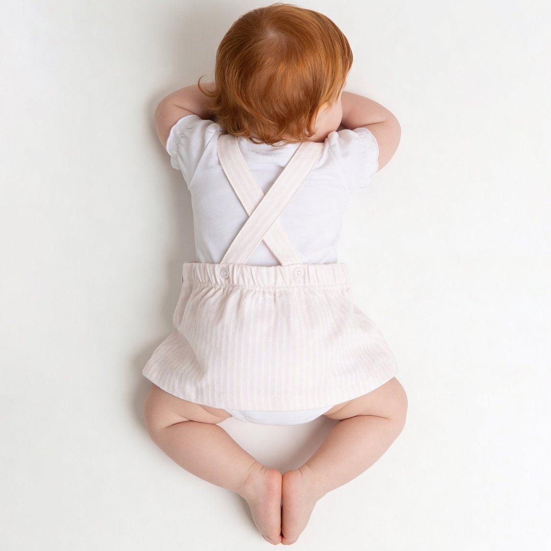 Juniors Striped Pinafore Dress and Top Set
